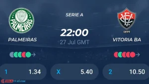 Soi kèo Palmeiras vs Vitoria lúc 5h00 ngày 28/07: Series A (Brazil) 2024