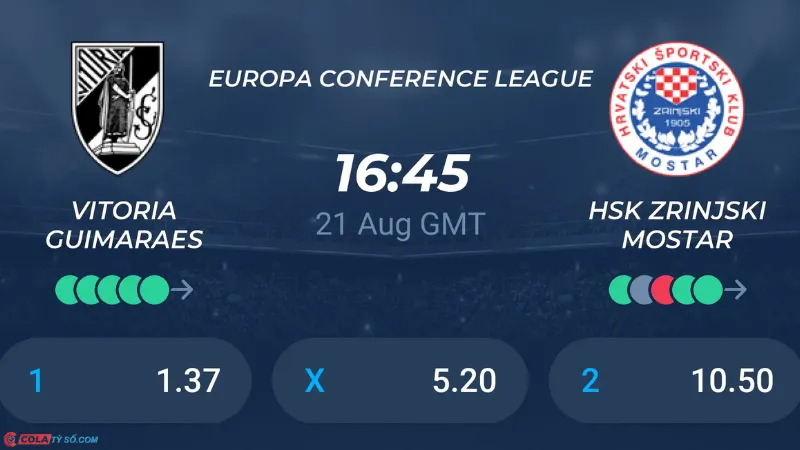 Soi kèo Vitoria vs Zrinjski lúc 23h45 ngày 21/08: UEFA Europa Conference