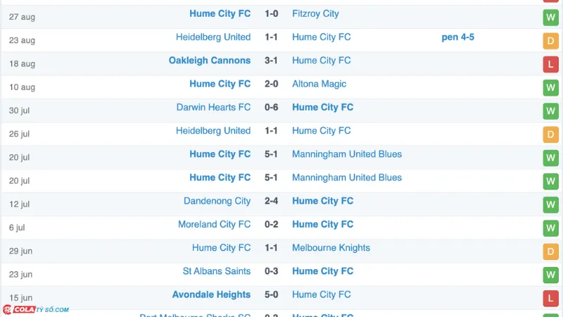 Soi kèo Hume City vs South Melbourne: Phong độ Hume City