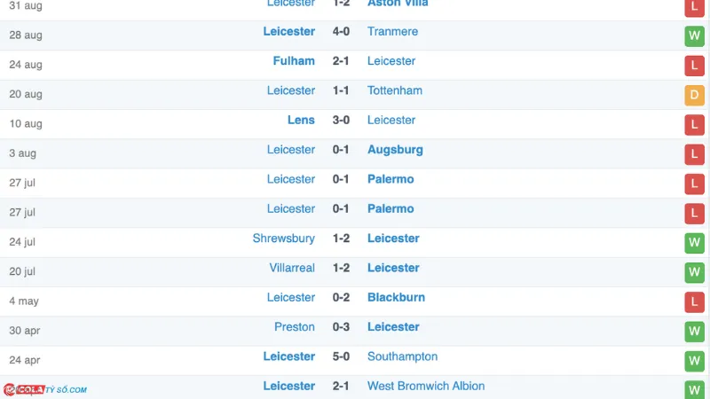 Soi kèo Crystal Palace vs Leicester: Phong độ Leicester